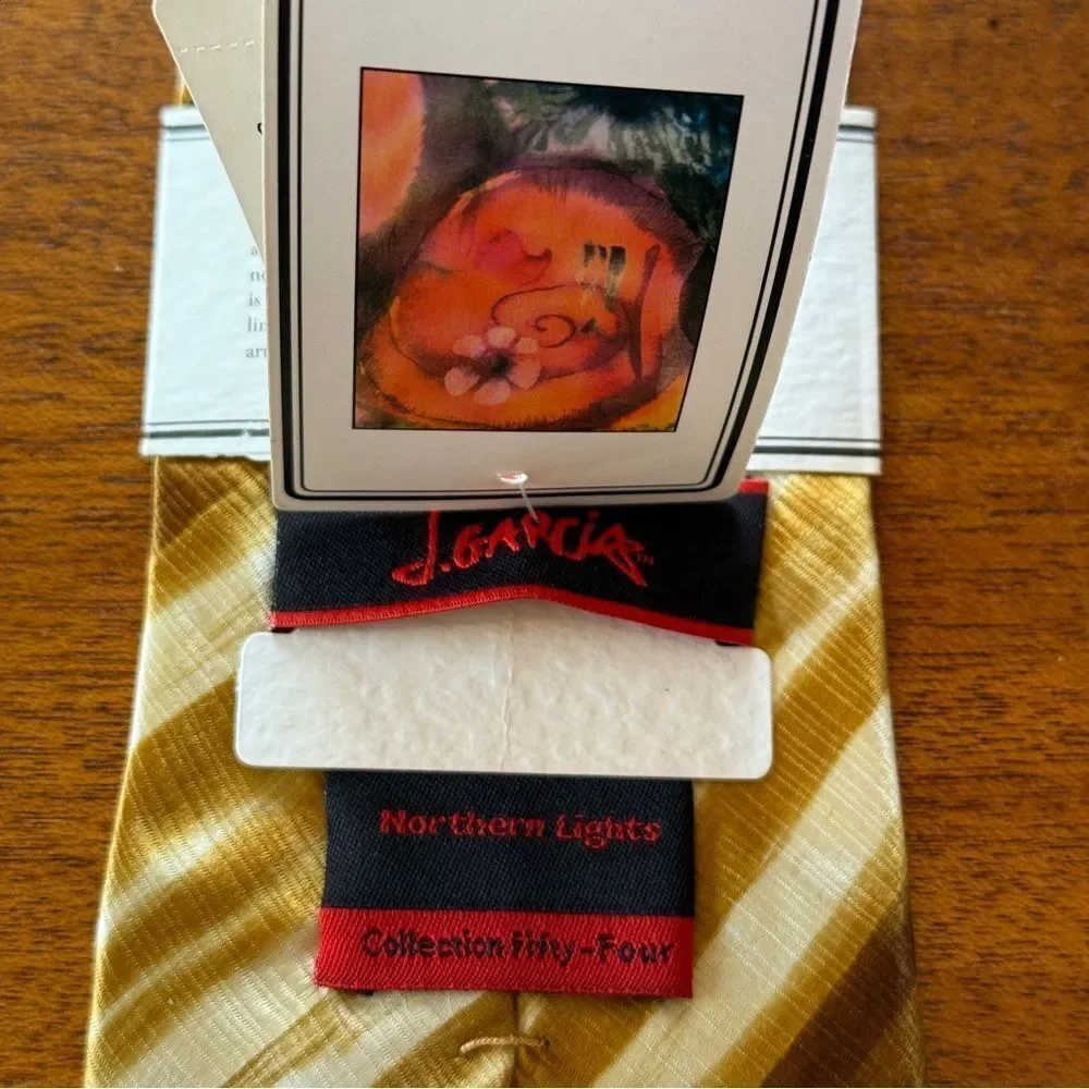 NWT Jerry Garcia 100% Silk Tie Collection Fifty-Four Northern Lights Gold White